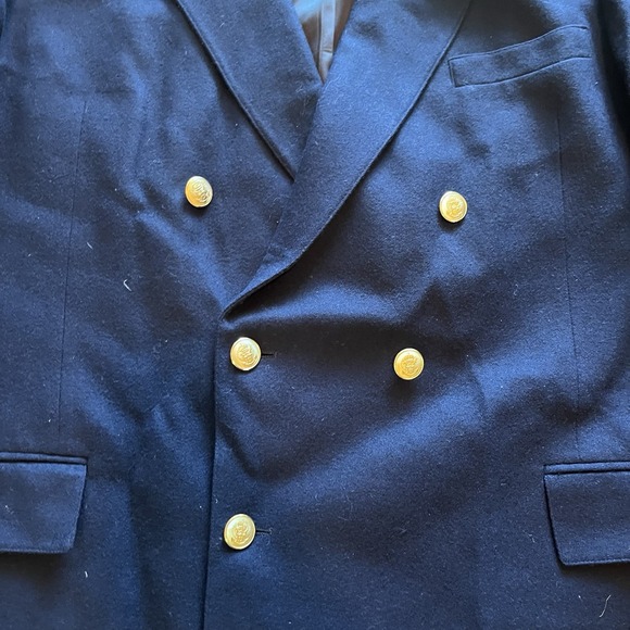 Stanley Blacker Double Breasted Blue Blazer 46R‎ Missing One Button - Picture 8 of 9